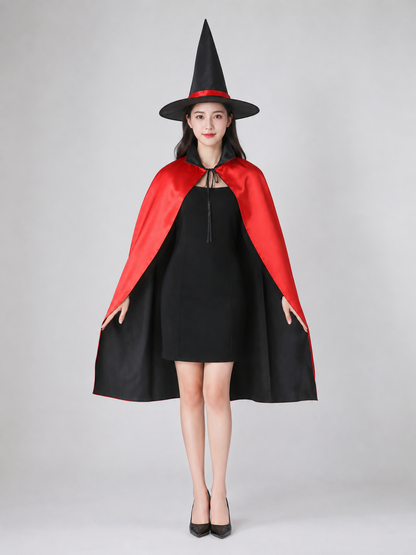 Carnival Costume: Red and Black Cape and Hat