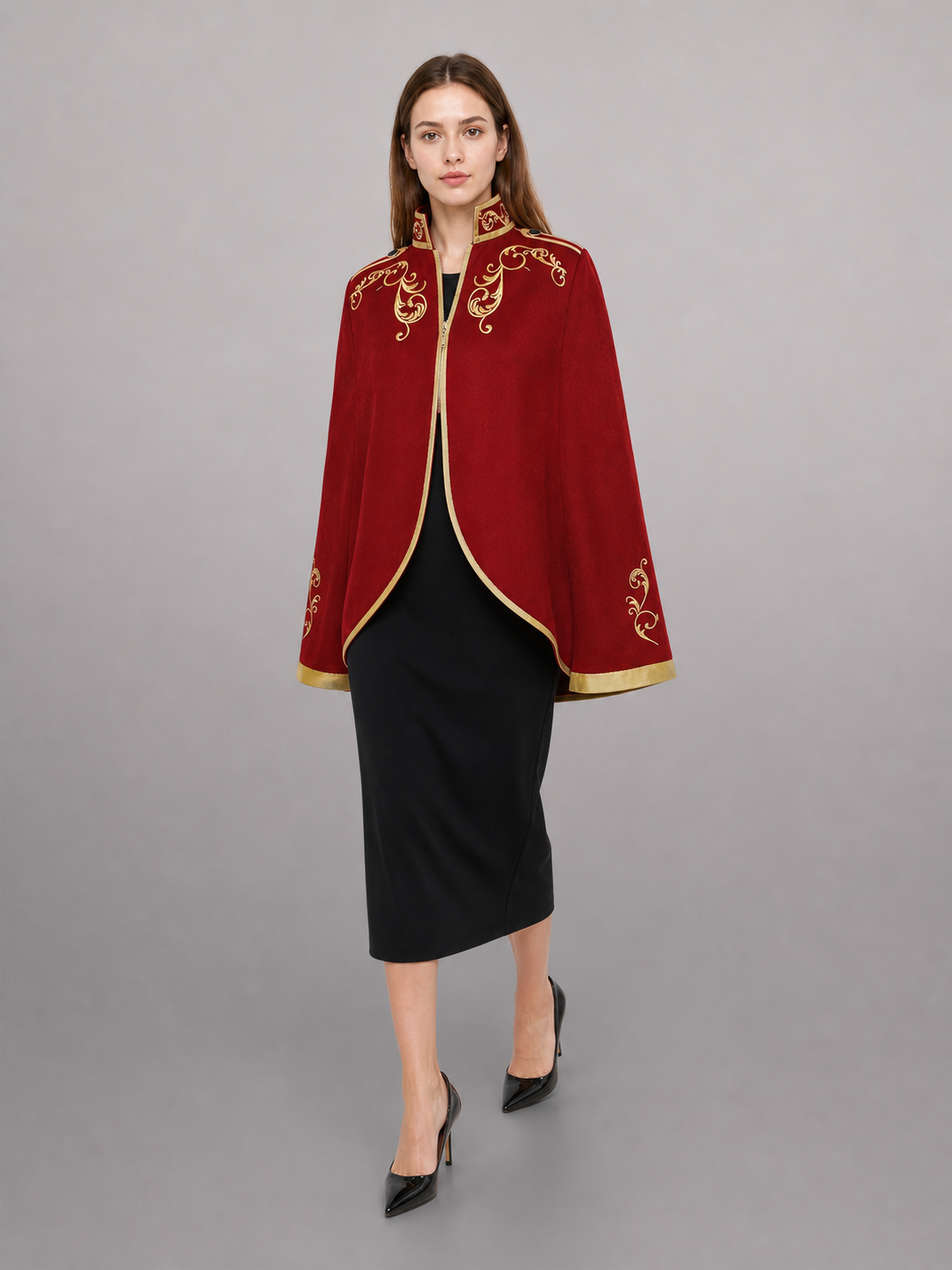 Red Carnival Cloak with Gold Trim