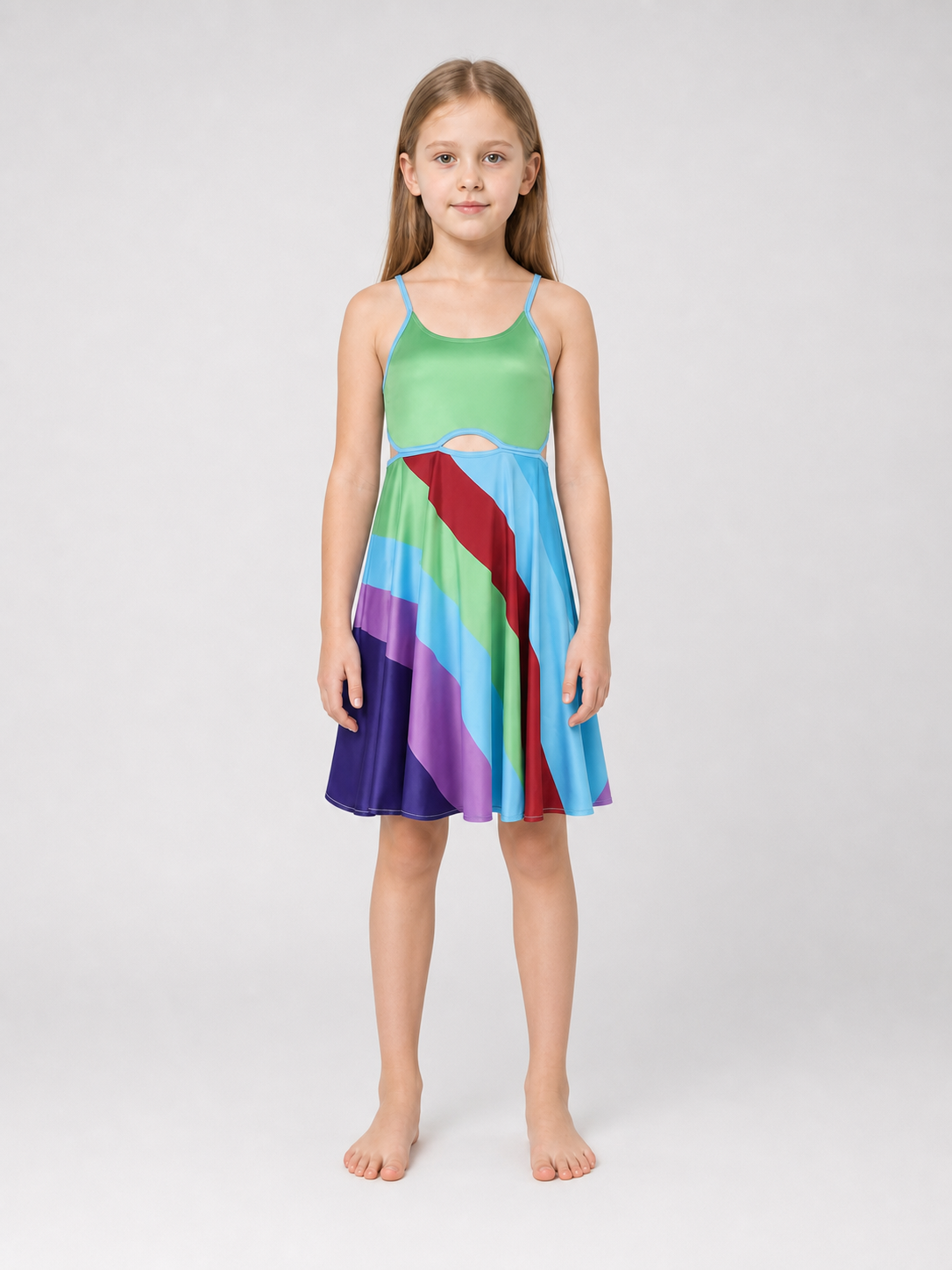 Cosplay Dress with Color Inserts and Cutout