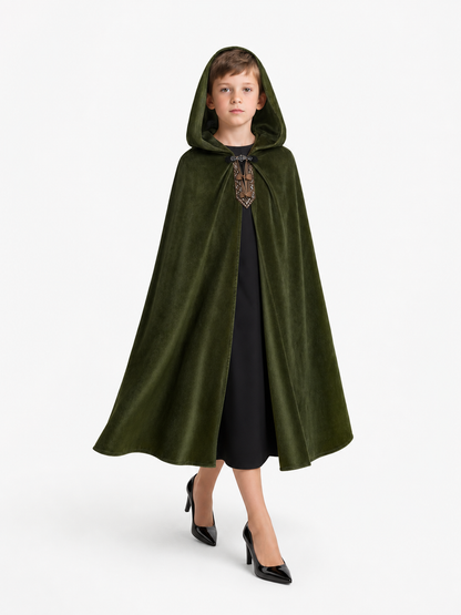 Dark Green Hooded Carnival Cloak