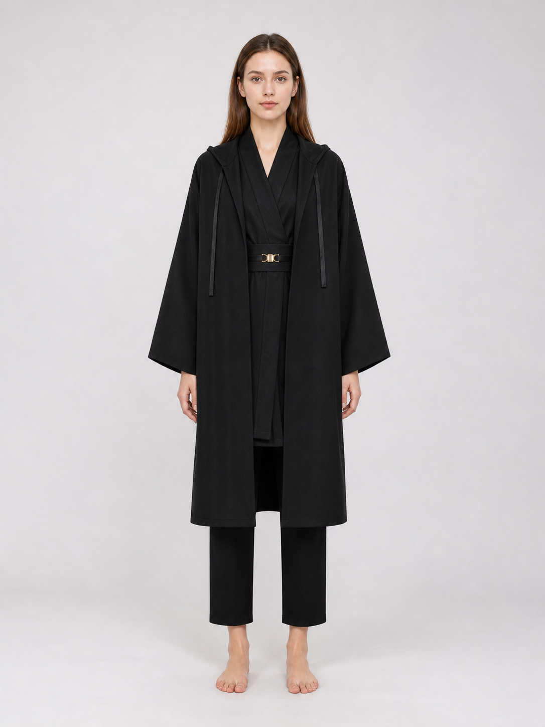 Cosplay Costume: Black Layered Outfit with Cloak
