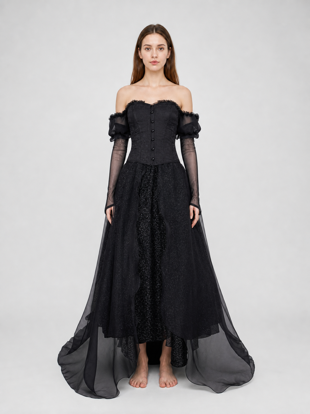 Gothic Black Cosplay Dress with Belt