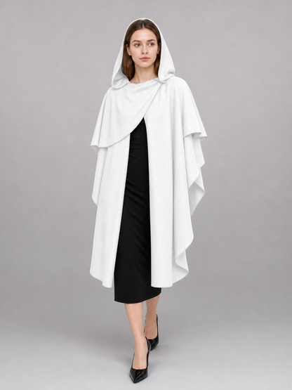 White Medieval Hooded Carnival Cloak