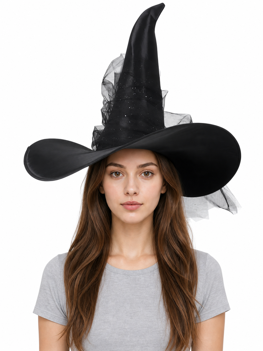 Witch carnival hat with mesh decoration