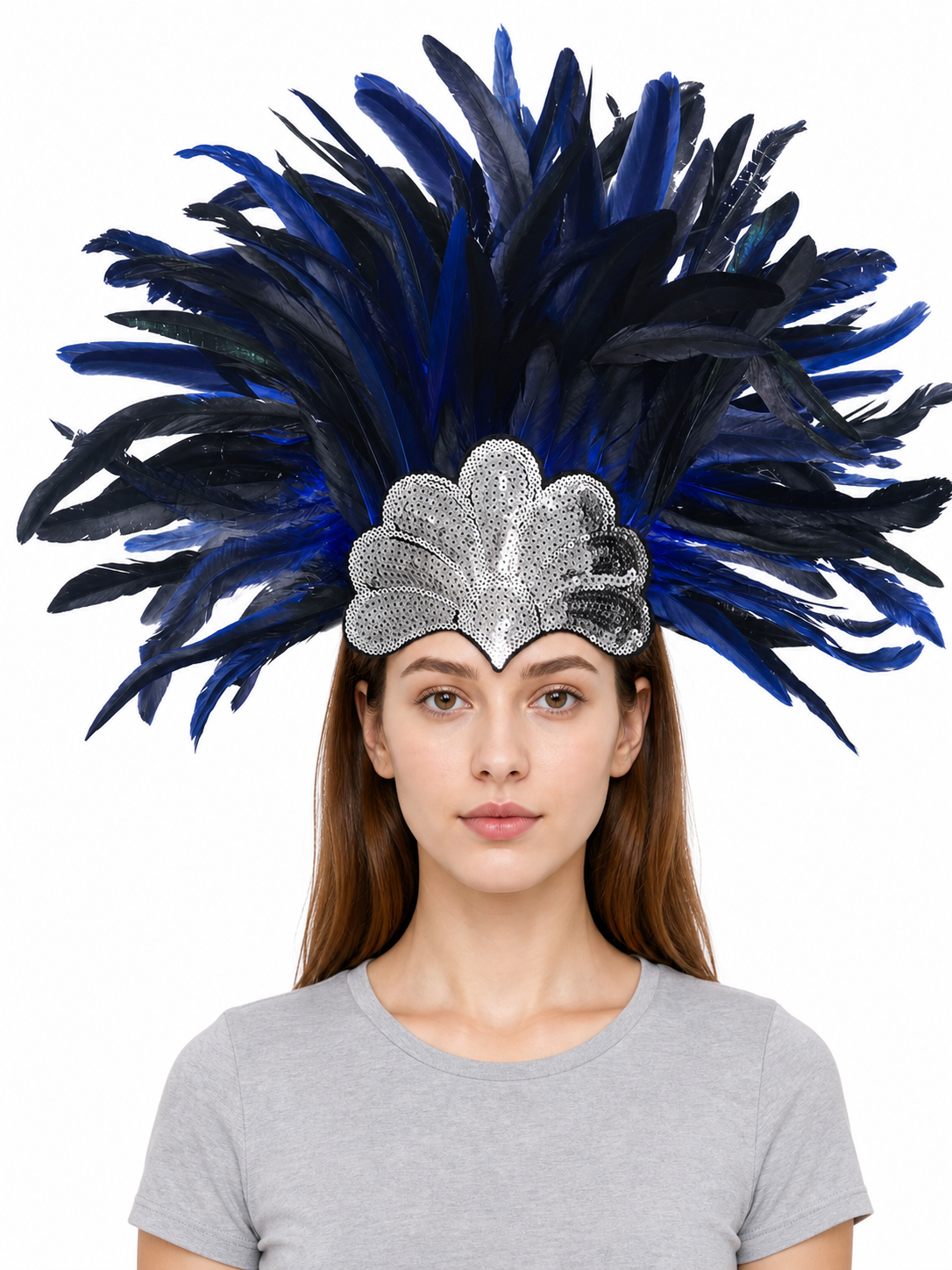 Carnival Headpiece with Blue Feathers