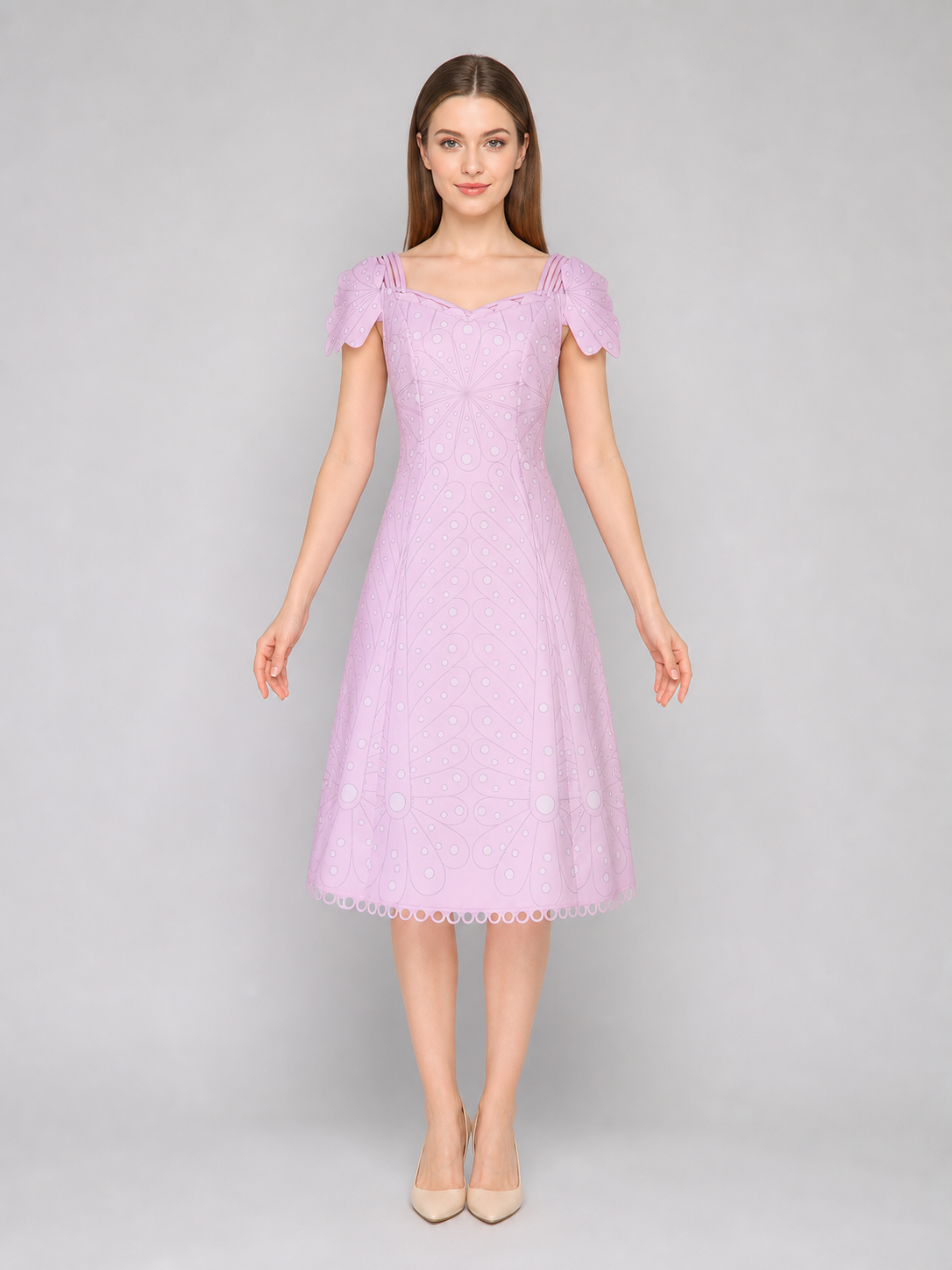 Pink Cosplay Dress with Bow and Pattern