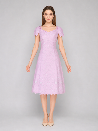 Pink Cosplay Dress with Bow and Pattern