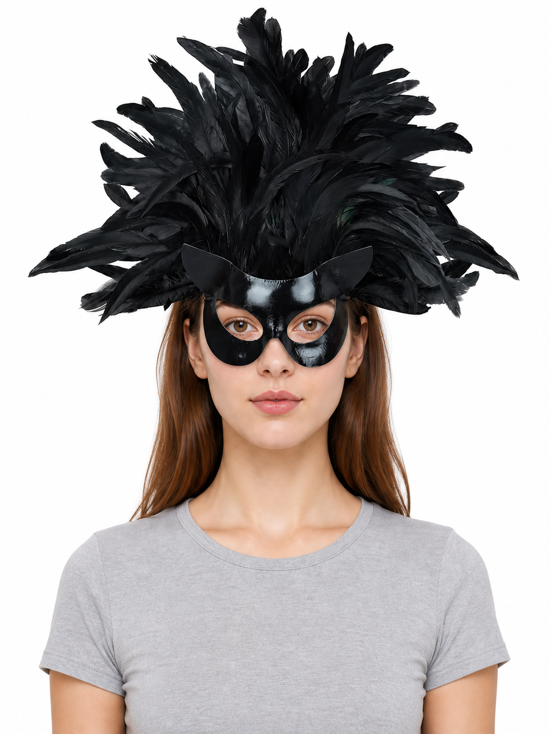 Black Feather Mask for Carnival and Halloween