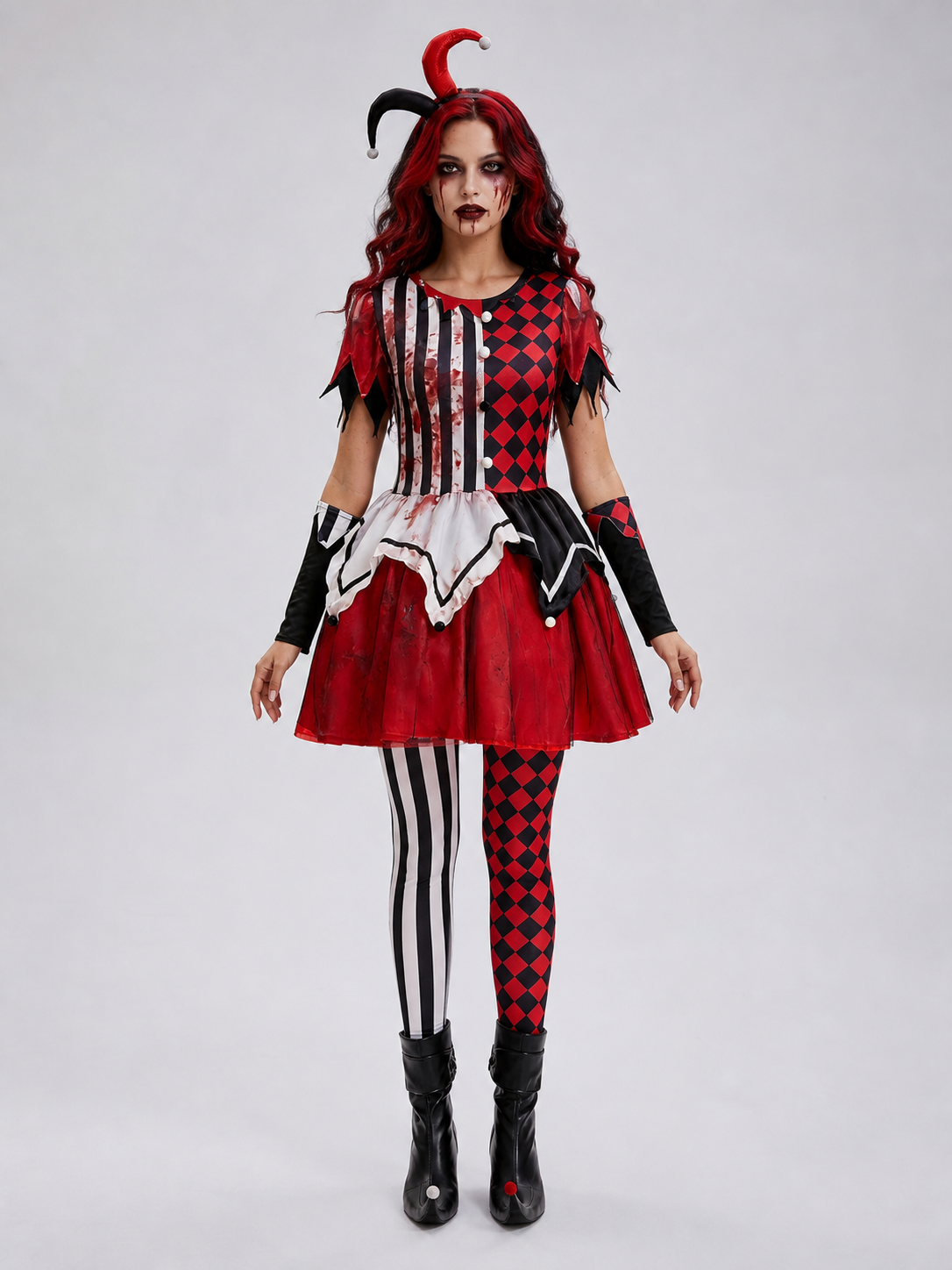 Halloween and cosplay harlequin clown costume