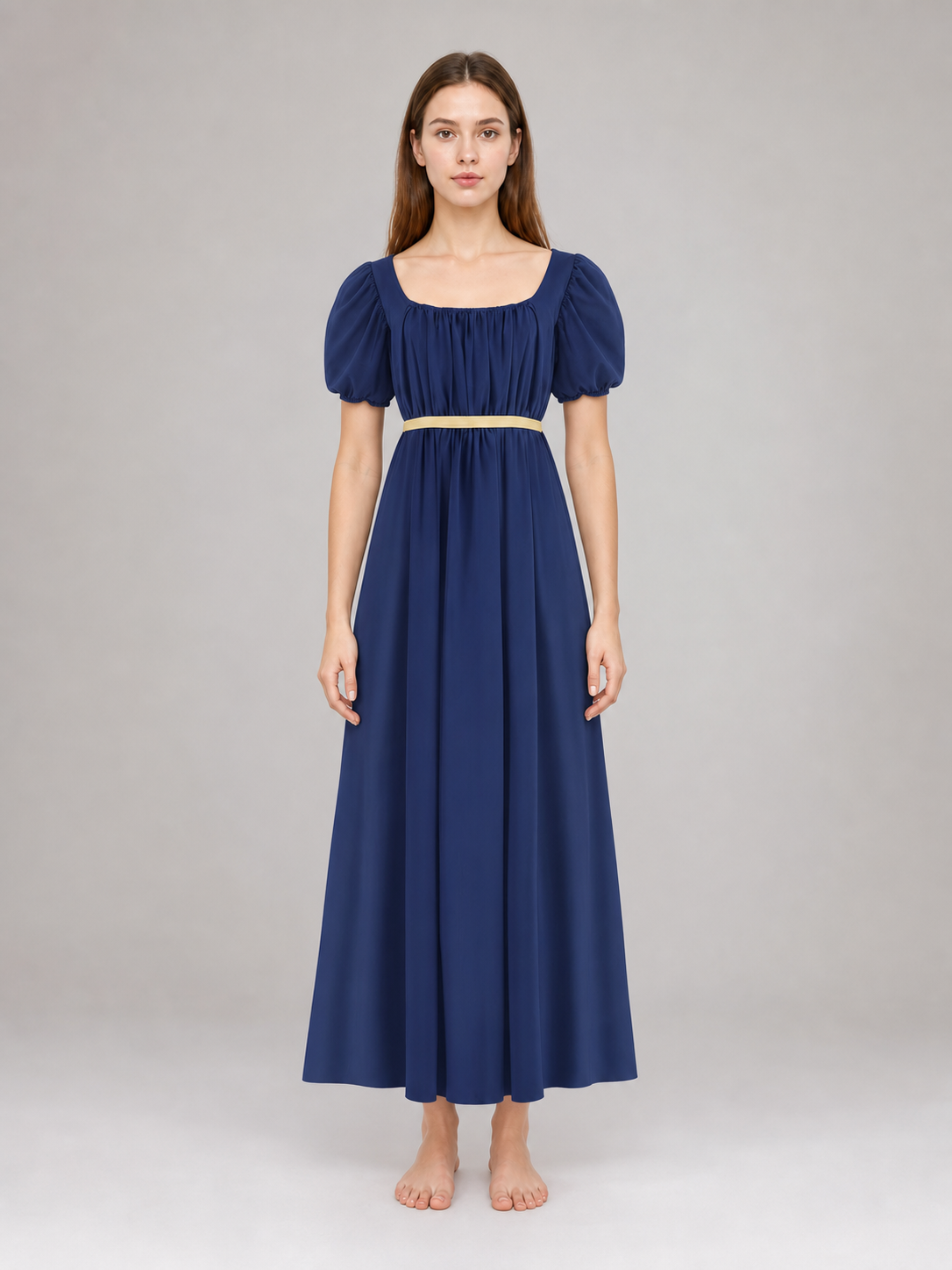 Long Bridgerton-style dress with sleeves