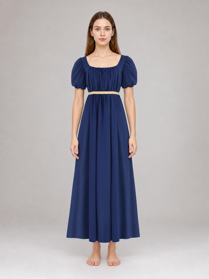 Long Bridgerton-style dress with sleeves