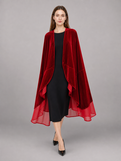 Red carnival cape with long sleeves