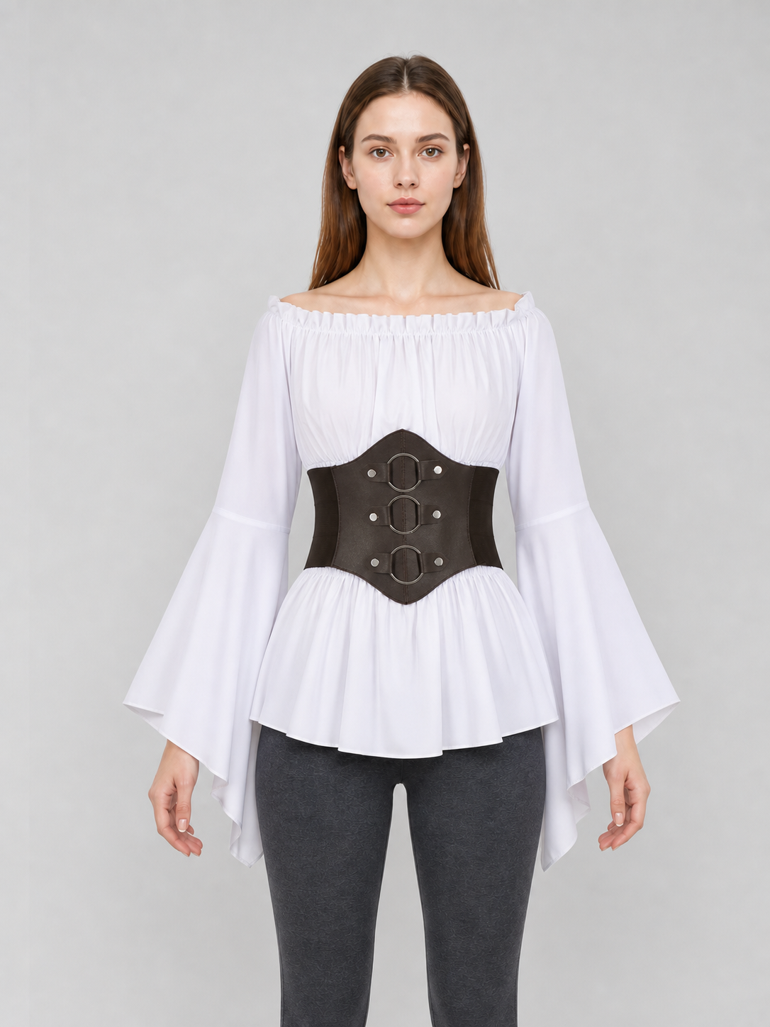 Off-the-Shoulder Cosplay Blouse with Belt