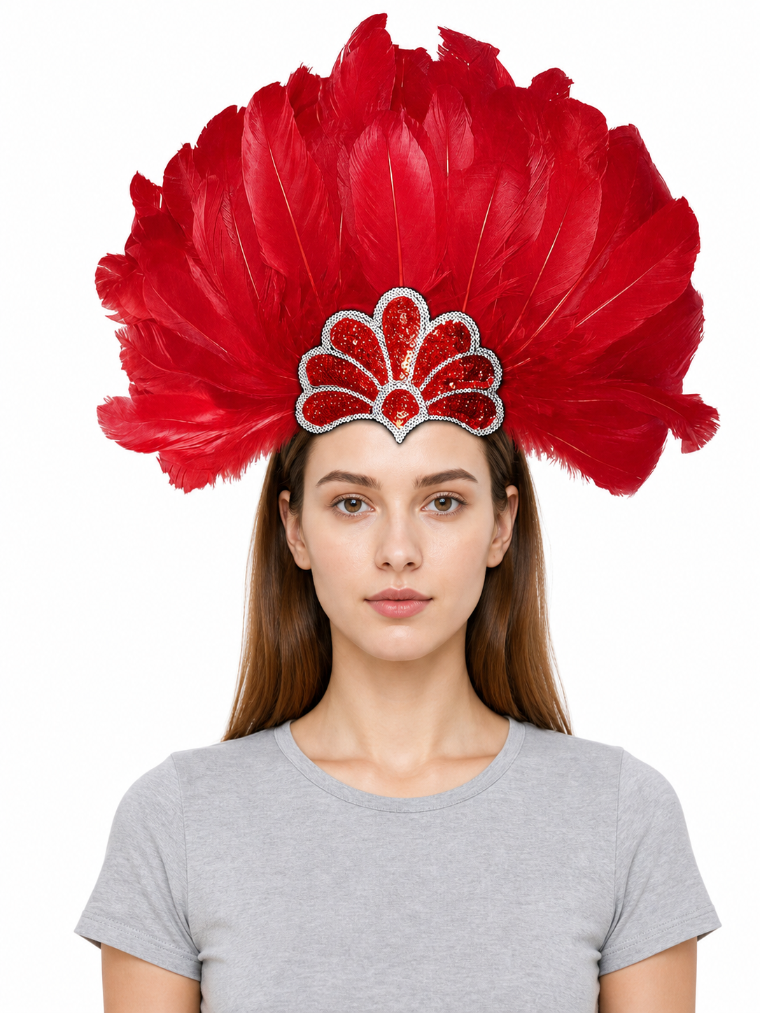 Carnival Headpiece with Red Feathers