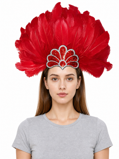 Carnival Headpiece with Red Feathers