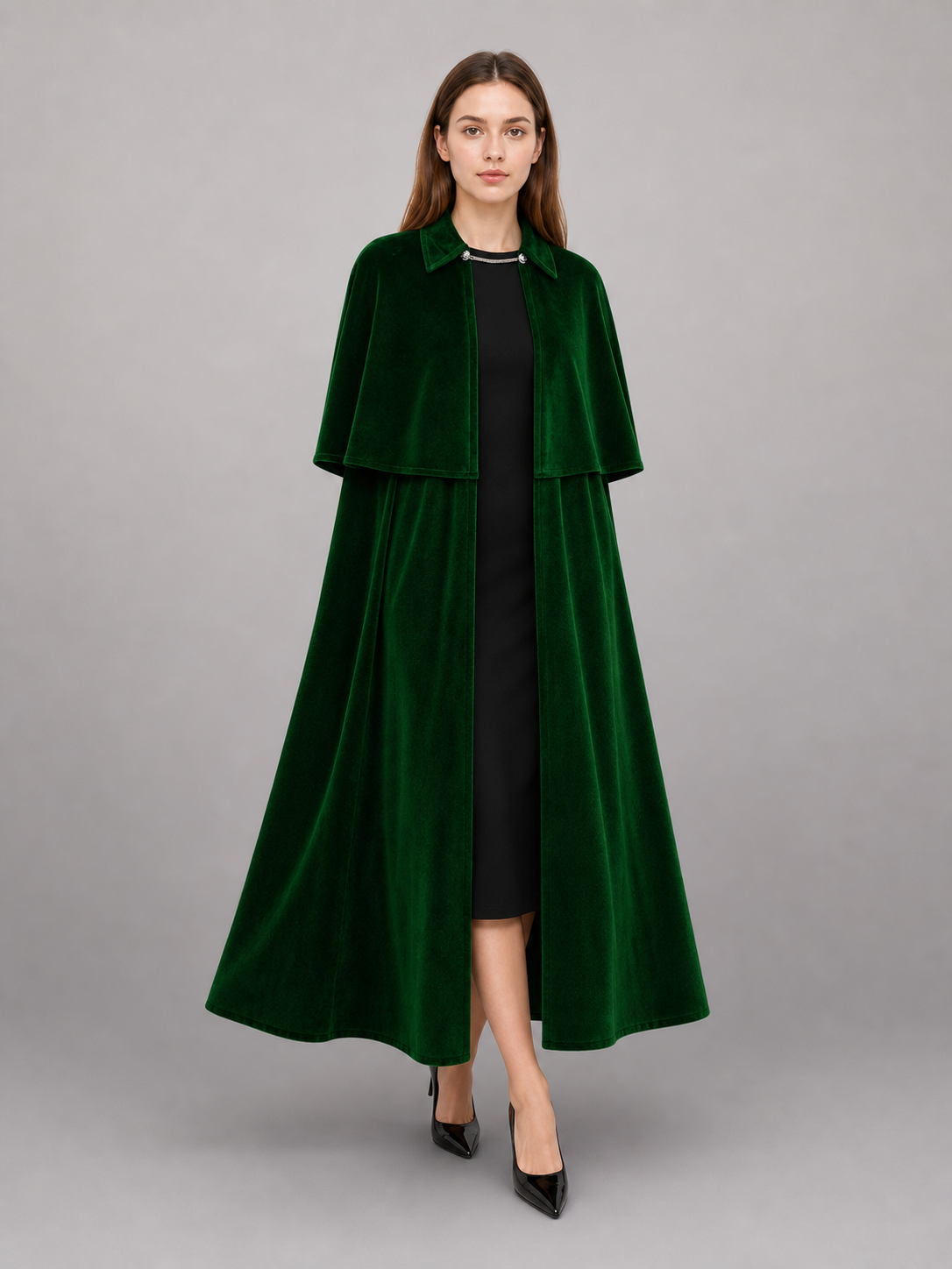 Long Green Gothic Costume Cape
