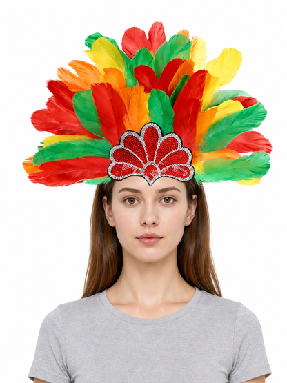 Multicolor feather carnival headpiece with beads product view 20