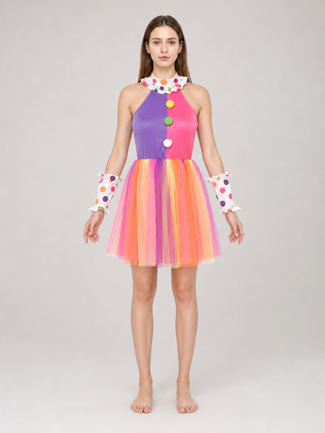 Clown Costume: Dress with a Full Skirt and Cuffs
