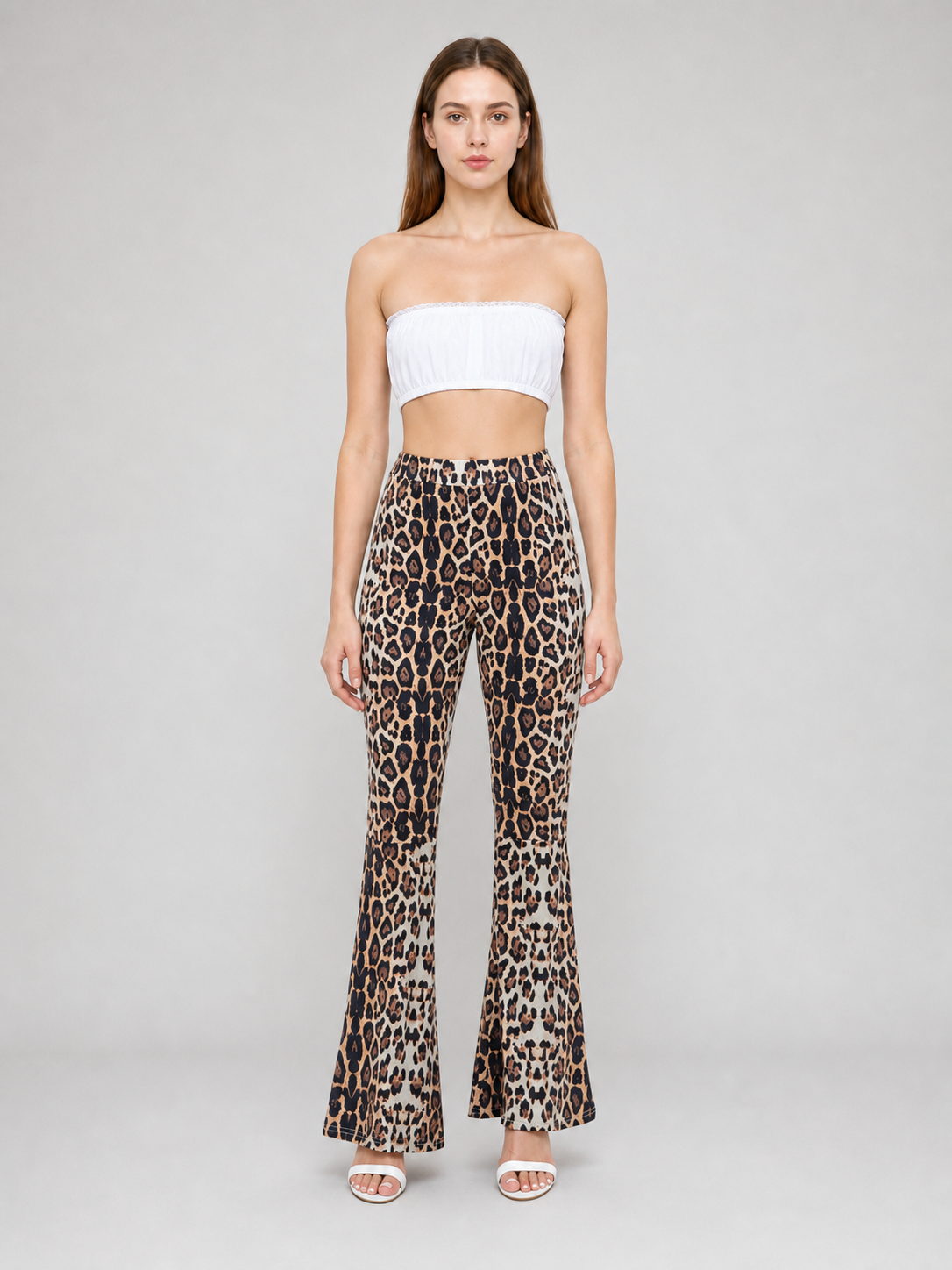 Leopard Print Flare Pants with Accessories