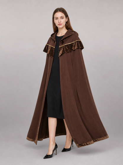 Dark Brown Hooded Costume Cloak