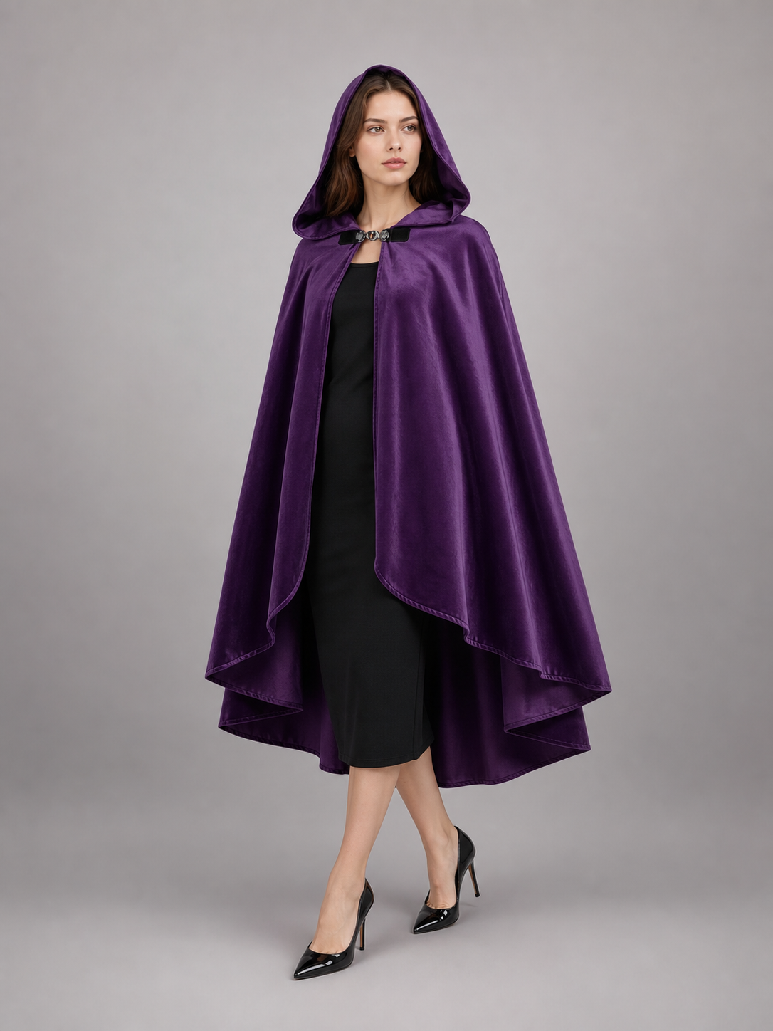 Purple Hooded Medieval Costume Cloak