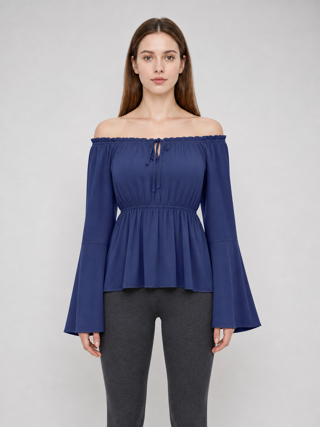 Off-the-Shoulder Long-Sleeve Blouse