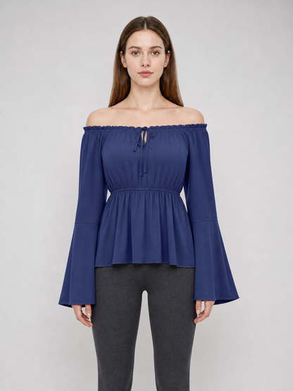 Off-the-Shoulder Long-Sleeve Blouse