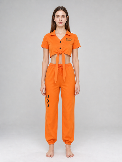 Prisoner Cosplay Costume: Top, Pants, Handcuffs