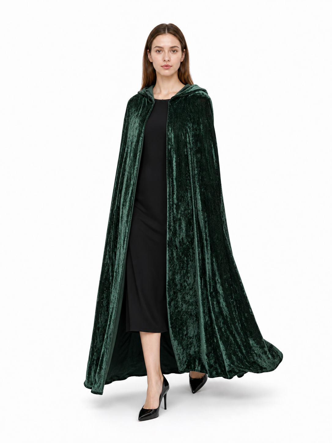 Hooded Dark Green Costume Cloak