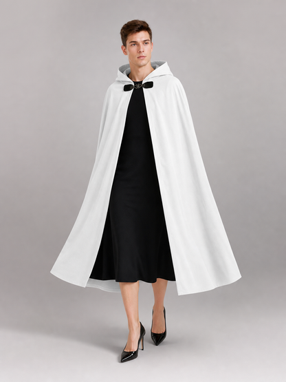 White medieval costume cloak with hood