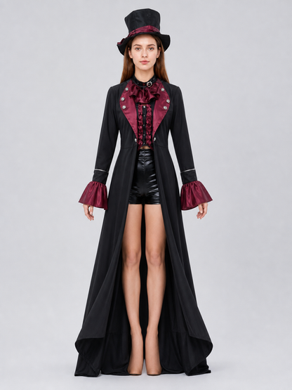 Gothic Vampire Costume with Top Hat for Halloween