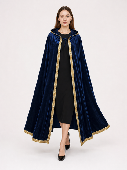 Dark Blue Hooded Costume Cloak