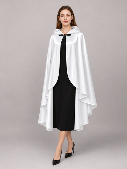 White Hooded Costume Cloak, Flowing Silhouette