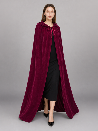 Burgundy Hooded Carnival Cloak for Cosplay