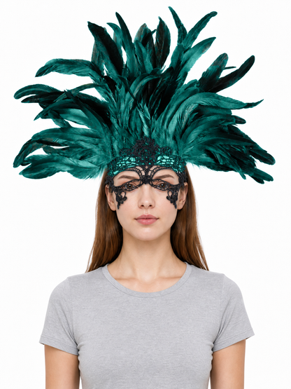 Carnival Feather and Mask Headpiece