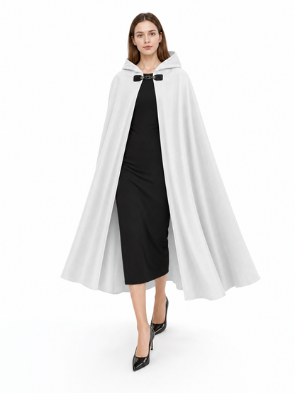 White medieval costume cloak with hood
