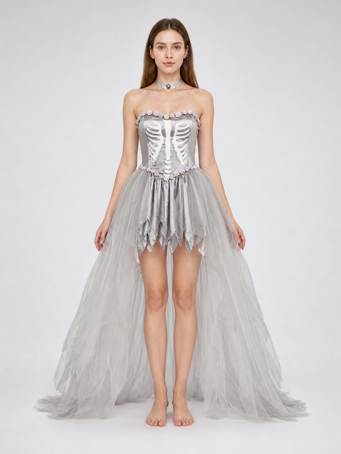 Gothic Skeleton Costume Dress for Halloween