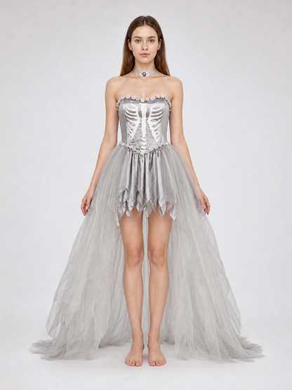 Gothic Skeleton Costume Dress for Halloween
