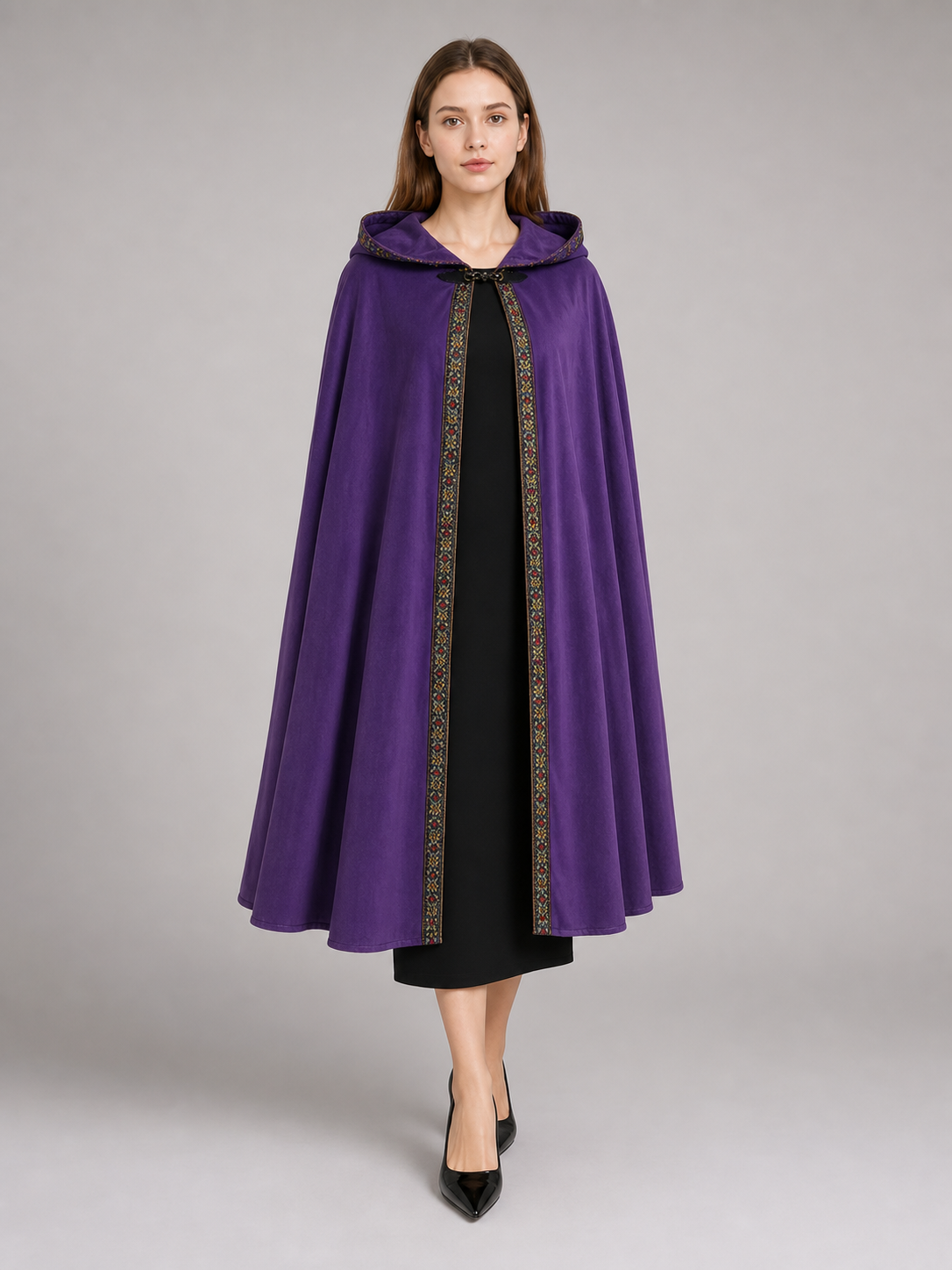 Purple Hooded Velvet Costume Cape product view 24