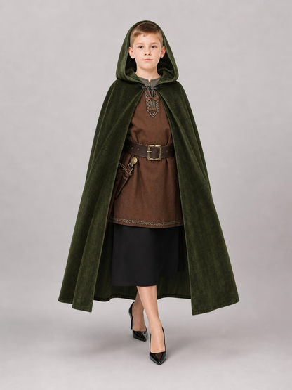Dark Green Hooded Carnival Cloak