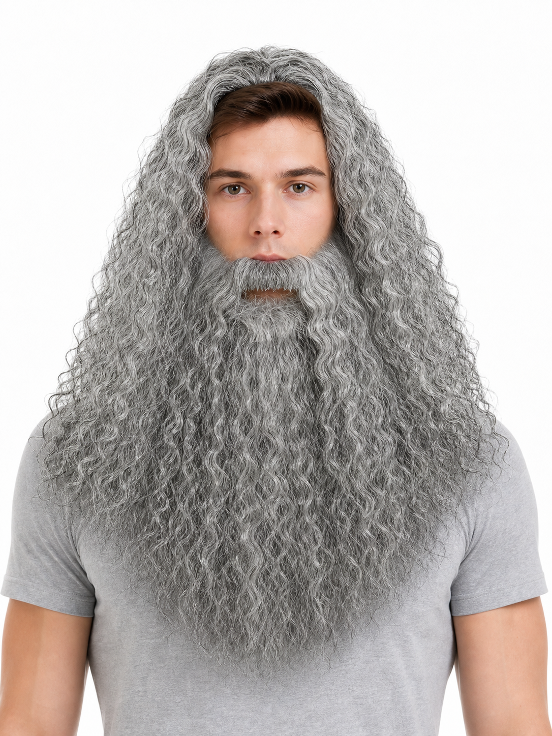 Carnival Wig with Beard for a Wizard Costume