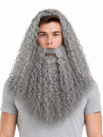 Carnival Wig with Beard for a Wizard Costume