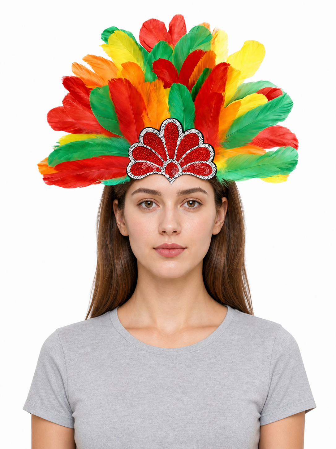 Multicolored Carnival Feather Headpiece