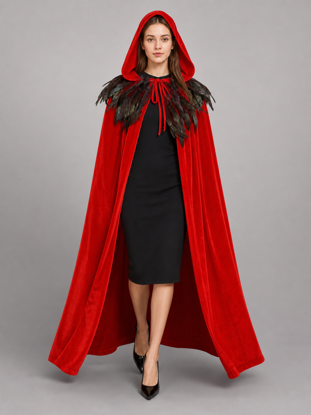 Red Gothic Hooded Costume Cape