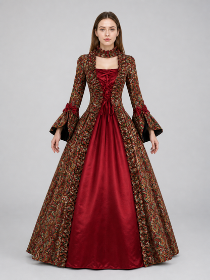 Long Victorian Dress with Floral Pattern