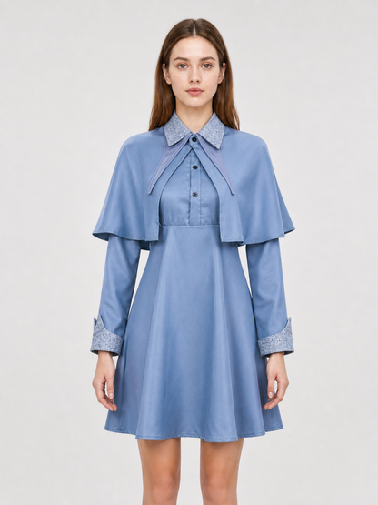 Beauxbatons Cosplay Dress with Capelet, Blue