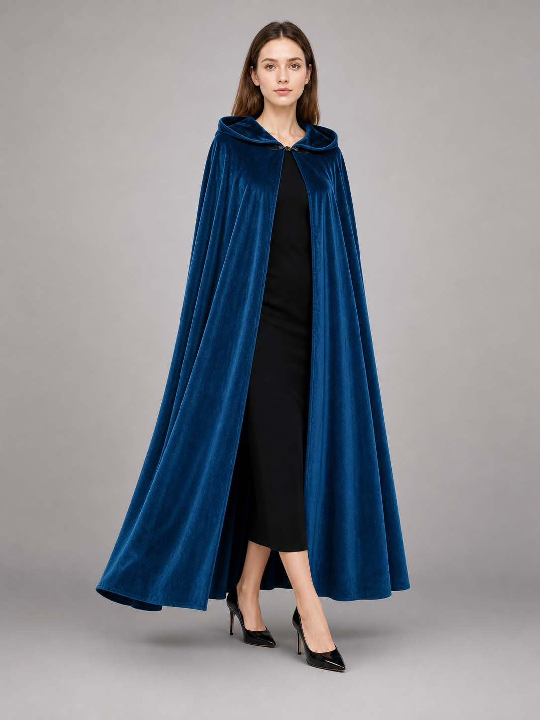Blue Medieval Hooded Costume Cloak