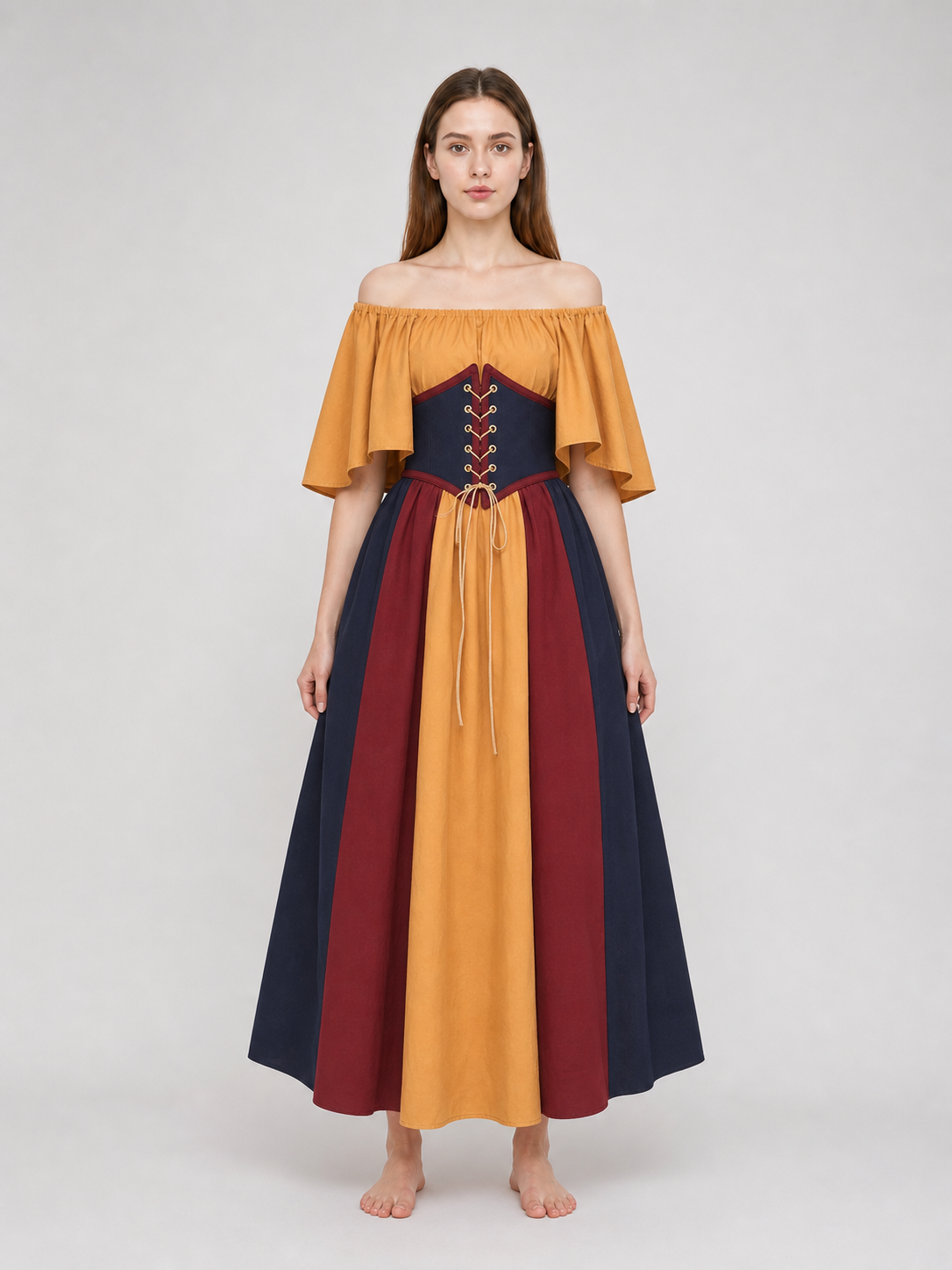 Medieval Dress with Corset Lacing and Sleeves