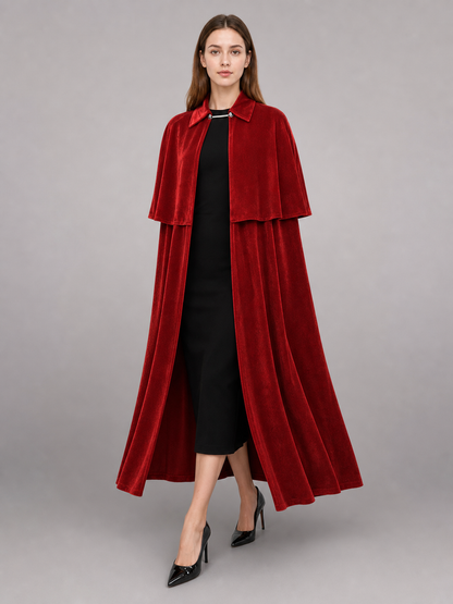 Red Costume Cloak, Long, with High Collar