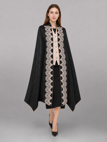 Black Long Tailcoat Jacket with Trim